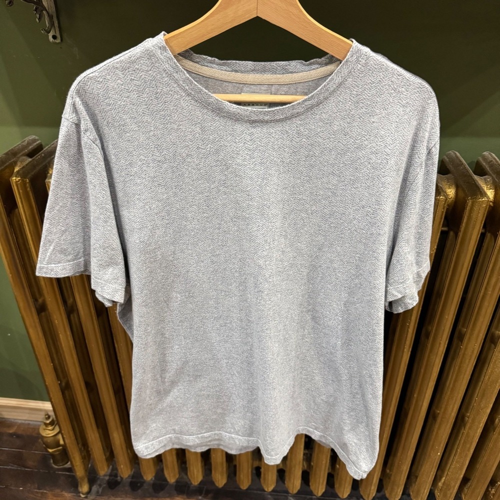 Joseph Abboud Mens XL Modern Fit Crew Neck T Shirt Gray Herringbone Cotton